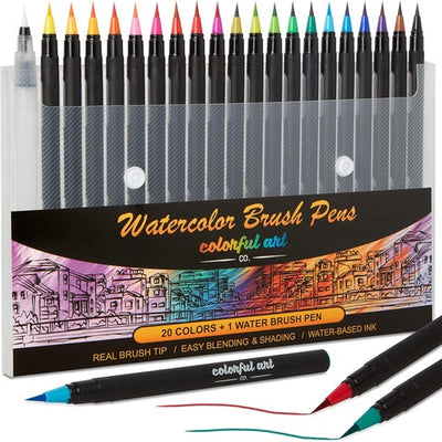 Colorful Art Co. Watercolour Soft Brush Pen Set - 20 Colours