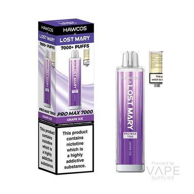 hawcos x lost mary pro max 7000 legal big puff device grape ice