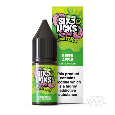 six licks 20mg nic salt green apple