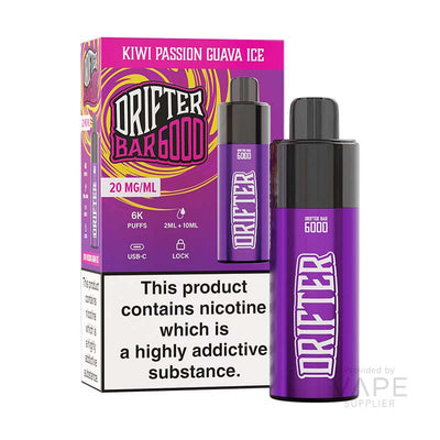 drifter bar 6000 20mg legal big puff kiwi passionfruit guava ice