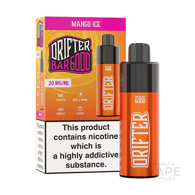 drifter bar 6000 20mg legal big puff mango ice