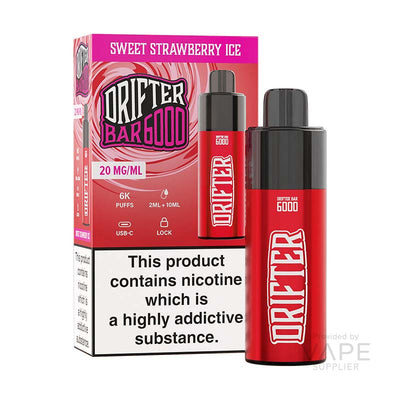 drifter bar 6000 20mg legal big puff sweet strawberry ice